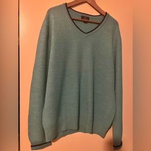 Brooks Brothers, blue v-neck, 100% merino wool sweater, size large